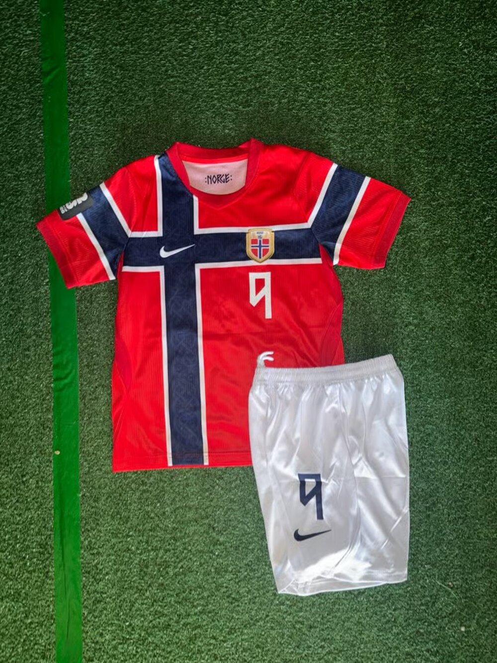 Haaland Red Jersey Home Soccer Short Kit Set